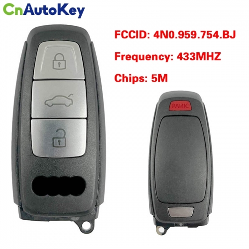 CN008201  Original 3+1 Button 433MHZ 5M Chip for Audi A8 2017-2021 Smart Key Remote Control FCC ID 4N0 959 754 BJ Keyless Go