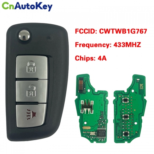 CN027034 3btn Remote Flip Car Key fob 434MHz For Nissan Rogue 2014- with PCF7961M chip CWTWB1G767 TWB1G767 28268-4CB1A