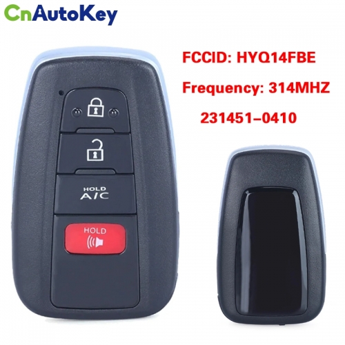 CN007330  Smart Remote Car Key With 4 Buttons 314.3MHz for Toyota Prius Prime 2017 2018 2019 2020 2021 Fob HYQ14FBE 231451-0410