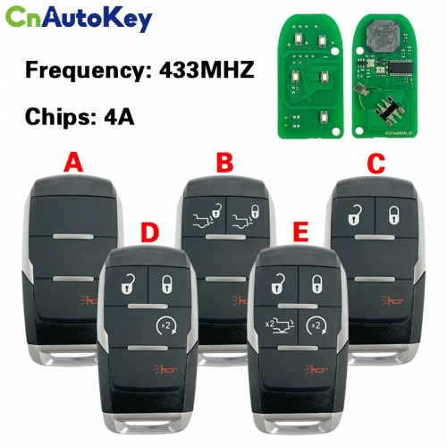 CN087045    For Dodge Ram 1500 2019+ Smart Key, 5Buttons, GQ4-76T HITAG AES PCF7953M, 433MHz