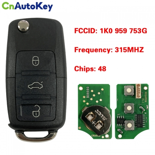 CN001004 ID48 Chip 315Mhz For VW Volkswagen Golf Passat Polo Jetta Touran Bora Sharan 1K0 959 753 G 2004 - 2010 Remote Car Key