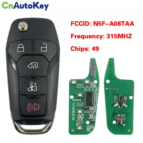 CN018129  2020-2020 Ford Transit Connect / 5-Button Flip Key / PN: 164-R8255 / N5F-A08TAA