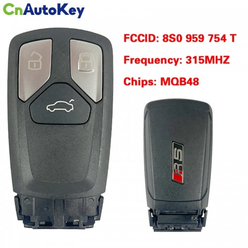 CN008206  Original 2+1 Buttons For Audi A3 Q2 Q3 RS Remote Control key 315Mhz MQB48 chip FCC: 8S0 959 754 T Keyless GO