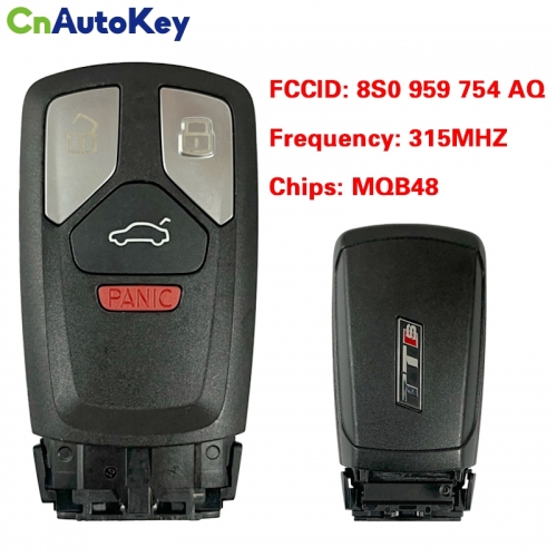CN008208 Original 3+1 Buttons For Audi A3 Q2 Q3 TTS Remote Control key 315Mhz MQB48 chip FCC: 8S0 959 754 AQ Keyless GO