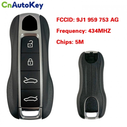 CN005043  OEM 4 Button Auto Smart Remote Car Key For Porsche Remote FCCID：9J1 959 753 AG Frequency : 434MHZ / 5M Chip / Keyless GO