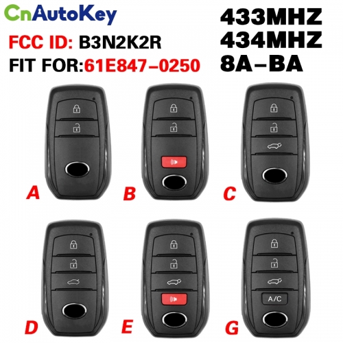 CN007334  Toyota Land Cruiser 2022 2023 Smart Key 2/2+1/3/3+1 Button 434.42/433.58MHZ FSK P4::00 00 BA BA  8A-BA FCC:B3N2K2R 8990H-60540/8990H-30220/8