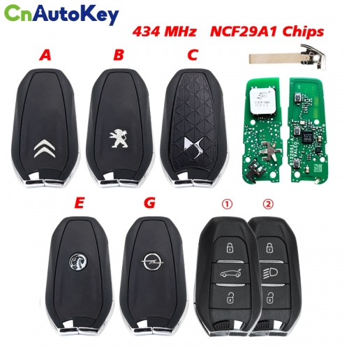 CN009056 3 Buttons For Citroën Peugeot DS Opel Vauxhall Smart Key IM3A HITAG AES NCF29A1 434 MHz OEM With Scratches