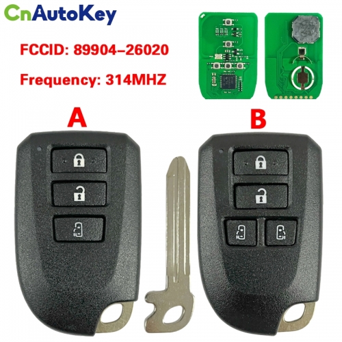 CN007327 Aftermarekt FCC BF1ER PN 89904-26020 314MHz Smart Key 3/4Button for Toyota Hiace, Regiusage 2013