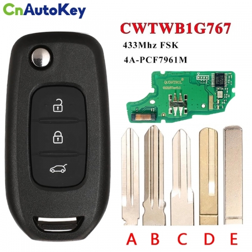 CN010075  CWTWB1G767 Flip Remote Key 433MHz PCF7961M 4A for Renault Kadjar Captur Megane 3 Symbol Logan 2 Sandero 2 Dacia Duster