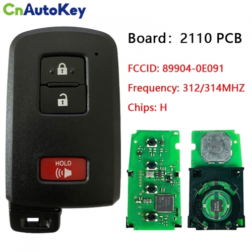 CN007147 2012-2019 For Toyota Prius Tacoma Land Cruiser  3-Button Smart Key  PN 89904-0E091  HYQ14FBA (AG Board 2110 PCB)