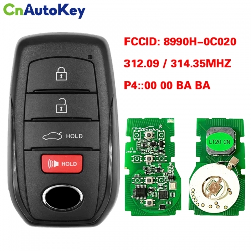 CN007326  2023-2024 Toyota Sequoia Smart Remote Key HYQ14FBX 8990H-0C020  P4::00 00 BA BA 312.09/314.35MHZ FSK