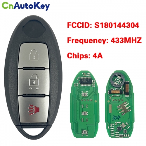 CN027084 3 Button Remote Car Key FSK 433.92Mhz PCF7945M  HITAG AES  4A Chip S180144304 285E3-5AA1C For Nissan Titan XD Murano Pathfinder