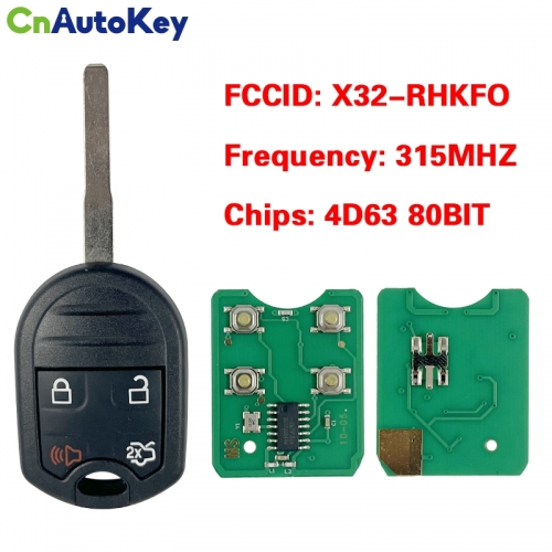 CN018090  Ford 4 Btn Keyless Entry Remote High Sec Combos -315mhz 4D63 80BIT X32-RHKFO