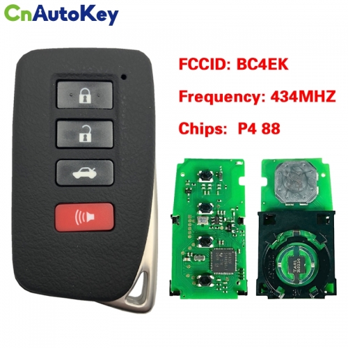 CN052025 For Lexus ES350, ES300H, GS350, GS450 2013+ Smart Key, 4Buttons, BC4EKP4 88 DST-AES Chip, 433MHz 89904-30C80 Keyless Go