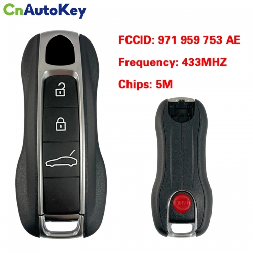 CN005045 OEM 3 Buttons Auto Smart Remote Car Key For Porsche Remote/ Frequency : 433MHZ / FCC ID: 971 959 753 AE / 5M Chips / Keyless GO