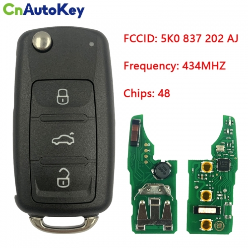 CN001060 Flip Remote Key Keyless Fob For VW Golf Caddy Beetle Polo Jetta 5K0837202AJ 5K0 837 202 AJ 5K0 837 202 E 5K0837202E