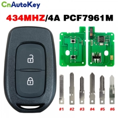 CN010058 2 Button Remote Smart Car Key 433MHZ 4A PCF7961M Chip VAC102 Uncut Blade for Renault Sandero Dacia