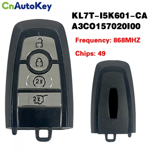 CN093013  For Lincoln Smart Remote Key 4 Button FCC: KL7T-I5K601-CA A3CO157020I00 868MHZ 49 Chip
