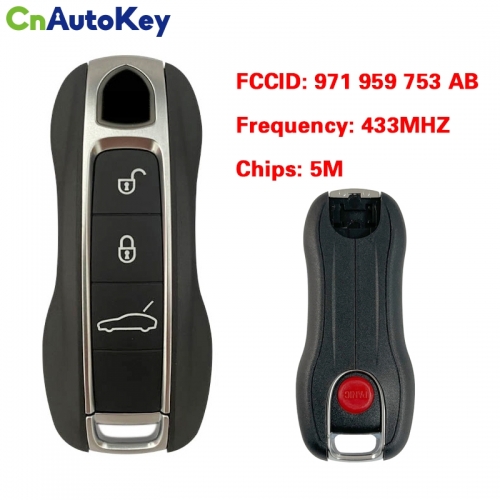 CN005044 OEM 3 Button Auto Smart Remote Car Key For Porsche Remote/ Frequency : 433MHZ / FCC:971 959 753 AB / 5M Chip / Keyless GO