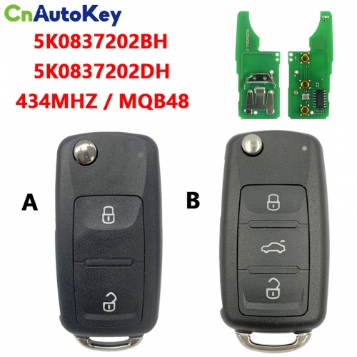 CN001098 MQB 5K0837202BH 5K0837202DH Remote Car Key 434MHz For VW Caddy Transporter Beetle Jetta Sharan Scirocco Polo