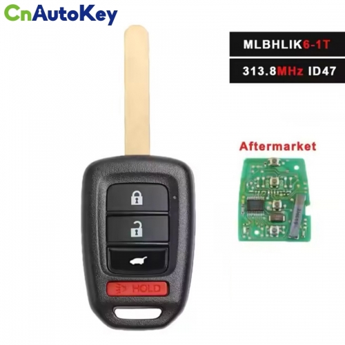 CN003166  Remote Car Key Fob 313.8mhz for 2013-2016 Honda Accord Civic FCC ID MLBHLIK6-1T