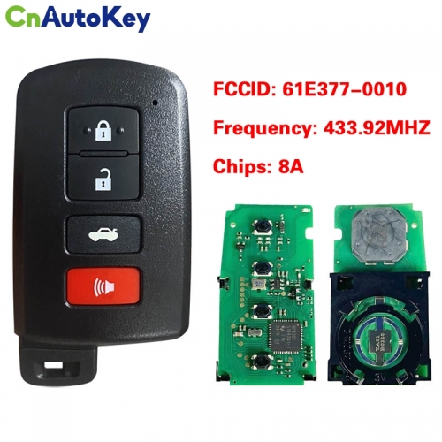 CN007088 Toyota smart card 3+1buttons   BA4EK 8A chip 61E377-0010  P4 88 433.92MHZ