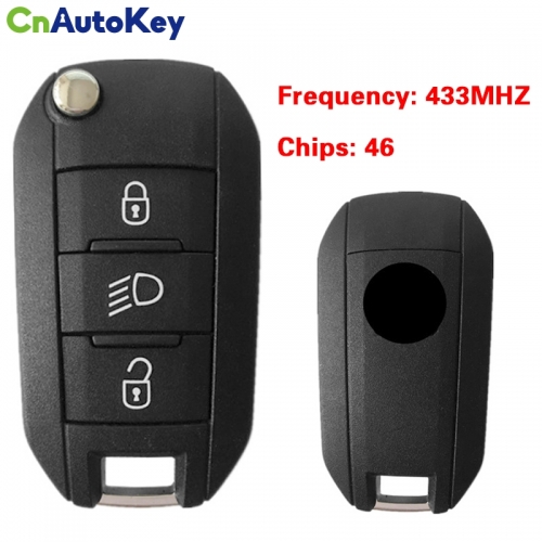 CN016048 Flip Key for Citroen Buttons3 Frequeny 433 MHz 46chip Transponder PCF 7941 Part No 5FA01035304