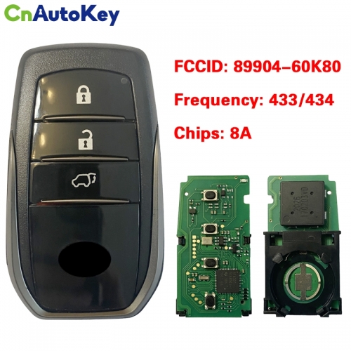 CN007154 For Toyota Land Cruiser 2016-2017 Genuine Smart Key 3 Buttons 433MHz 8A P4:A8 TMS37200 Transponder 89904-60K80 BJ2EW