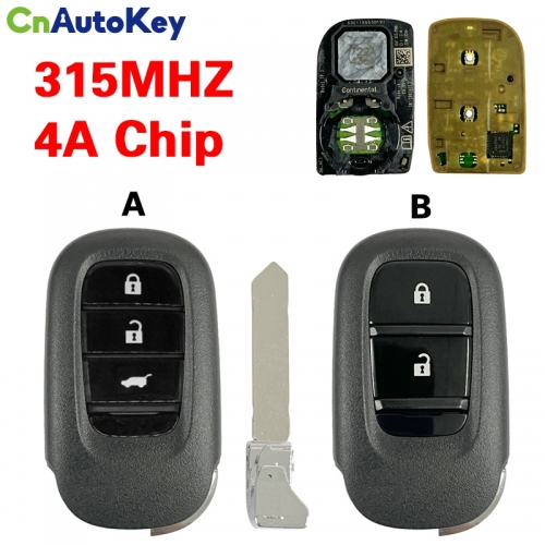 CN003167  New car key Fit For XRV CRV HRV FIT ZRV VEZEL 315MHZ 4A Keyless Keyless Smart Remote Car key 72147-3M0-J01