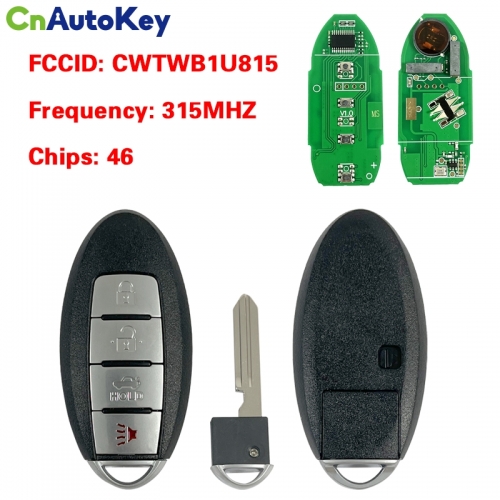 CN027039  285E3-3AA0A CWTWB1U815 Keyless Proximity Smart Key 315MHz PCF7952 ID46 Chip for Nissan Sentra 4 Button