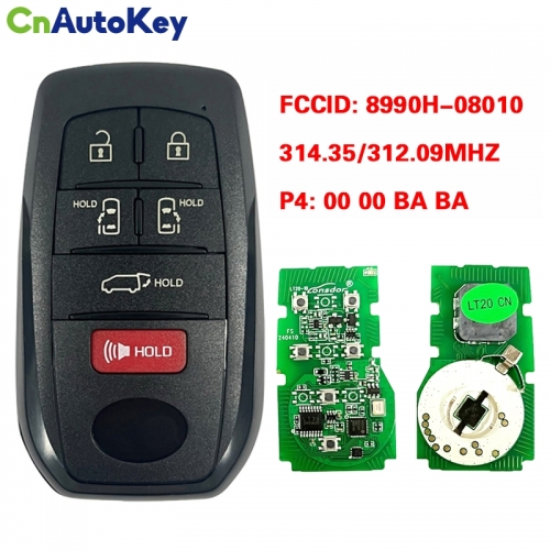 CN007317  2021-2022 Toyota Sienna Smart Keyless Proximity Key 8990H-08010 8990H-08011 HYQ14FBX P4::00 00 BA BA 314.35/312.09MHZ FSK