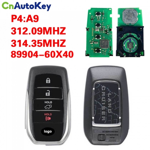 CN007233 2020-2021 Toyota Land Cruiser / 4-Button Smart Key / PN: 89904-60X40 / HYQ14FBB-0110 P4:A9 312.09/314.35