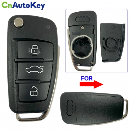 CS008043   FLIP Remote Key sHELL 3 Buttons For Audi A1 Q3 Remote Replcement Shell Housing