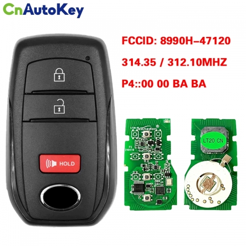 CN007322  2023 Toyota Prius Smart Remote Key 8990H-47120 HYQ14FBX P4::00 00 BA BA 314.35/312.10MHZ FSK