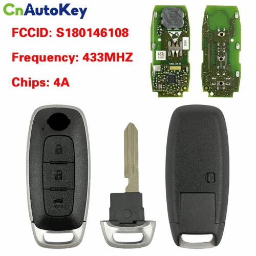 CN027041 Original 3 button 433MHz 433.92MHz key remote for Nissan with 4A chip FCCID: S180146108