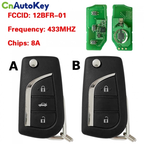 CN007200 Toyota Remote Key 3 Buttons 433MHz FSK 8A CHIP 12BFR-01