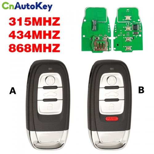 CN008016  3 Button Car Smart Card Remote Key For Audi A4 S4 A5 S5 Q5 PCF7945A 315/434/868MHZ  8T0 959 754