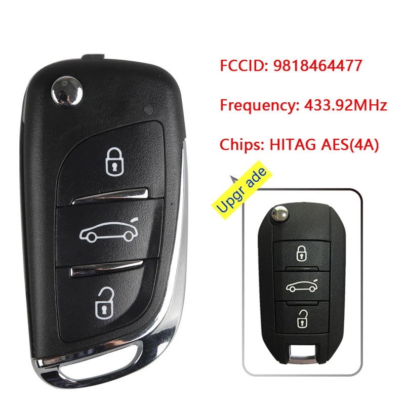 CN009048 3 Buttons 4A Chip Remote Flip Key Folding Car Key 433MHz HUF8435 For Peugeot 308 4008 Citroen Aircross C3 C5 C6