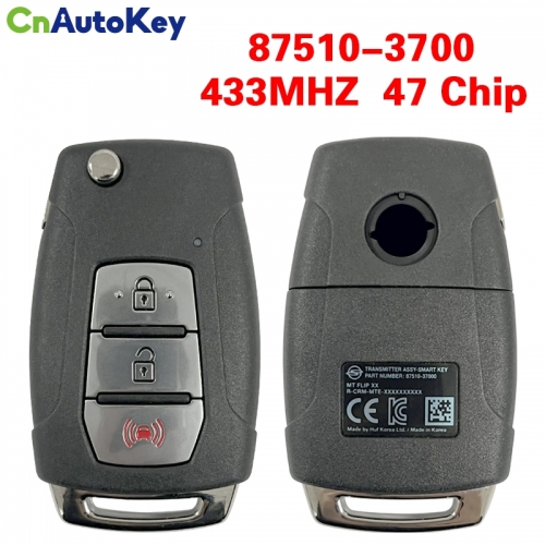 CN096019 ORIGINAL Key for SsangYong 3 buttons 433MHZ 47 Chip FCC:87510-3700