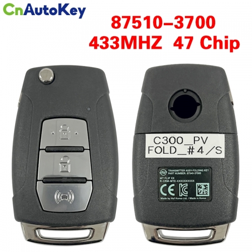 CN096018 ORIGINAL Key for SsangYong 3 buttons 433MHZ 47 Chip  FCC:87510-3700