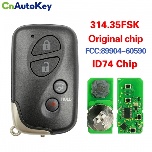 CN052037 Lexus GX460, RX350 2010+ Smart Key, 4Buttons, HYQ14ACX-5290 P1 98 4D-67, 314.35FSK 89904-60590 Keyless Go