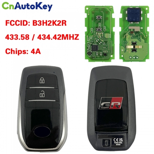 CN007337 Smart Key for Toyota GR back cover 2 Buttons 433.58/434.42MHZ 4A Chip Model B3H2K2R