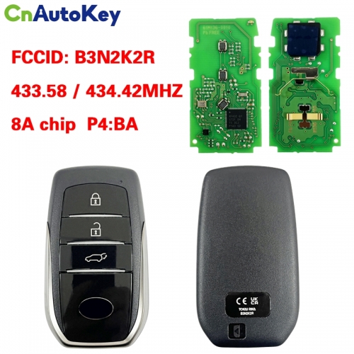 CN007343 Original smart key for Toyota 3 Buttons 433.58/434.42MHZ 8A Chip P4:BA Model B3N2K2R