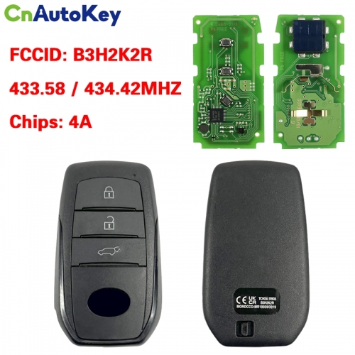 CN007338 Original smart key for Toyota 3 Buttons 433.58/434.42MHZ 4A Chip Model B3H2K2R