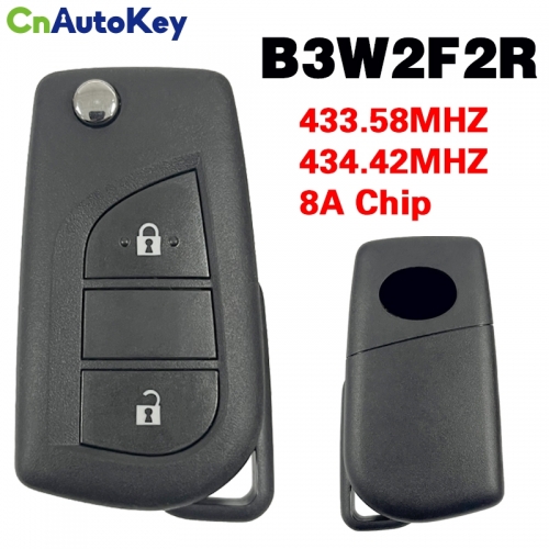 CN007347 Toyota original intelligent folding key 2 buttons 433.58/434.42MHZ 8A chip model B3W2F2R