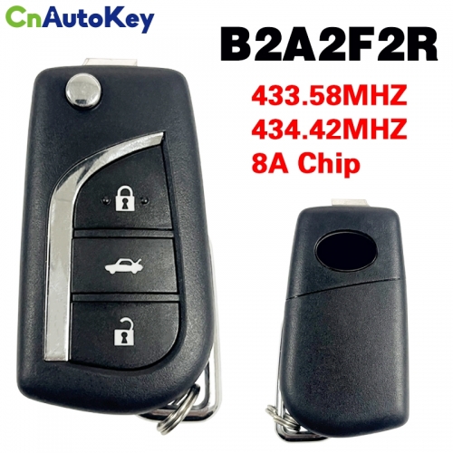 CN007345 Toyota original intelligent folding key 3 buttons 433.58/434.42MHZ 8A chip model B2A2F2R