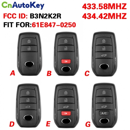 CN007334  Toyota Land Cruiser 2022 2023 Smart Key 2/2+1/3/3+1 Button 433.58/434.42MHZ FSK P4::00 00 BA BA  8A-BA FCC:B3N2K2R 8990H-60540/8990H-30220/8