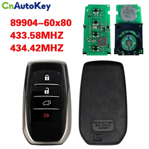 CN007228 toyota land cruiser 2020 Smart key 3+1 button  89904-60x80 P4:A9 433.58/434.42