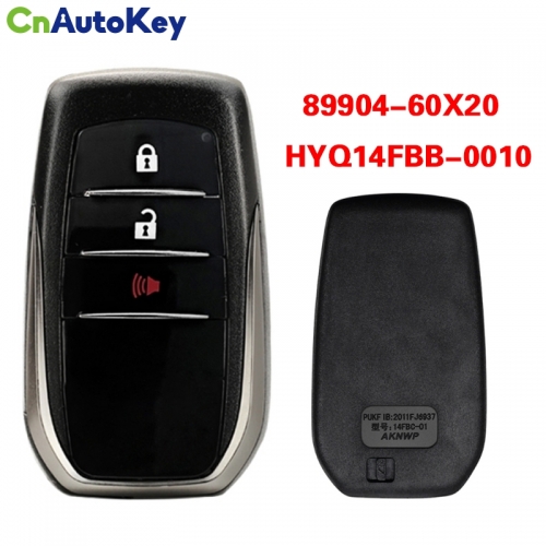 CN007232  2020-2021 Toyota Land Cruiser / 3-Button Smart Key / PN: 89904-60X20 / HYQ14FBB-0010 (OEM)