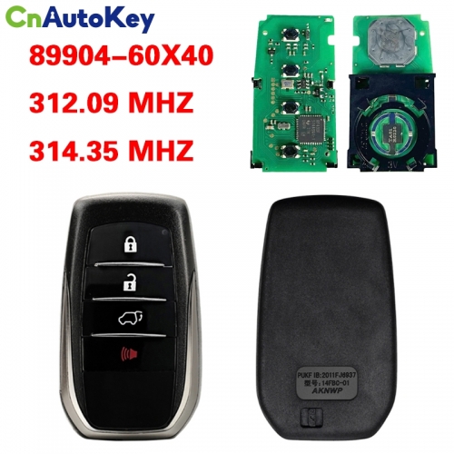 CN007233 2020-2021 Toyota Land Cruiser / 4-Button Smart Key / PN: 89904-60X40 / HYQ14FBB-0110 P4:A9 312.09/314.35